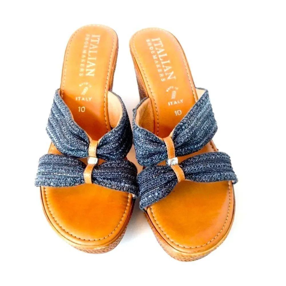 ITALIAN SHOEMAKERS Woven Wedge Slide On Trendy